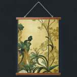Art Deco Style Chinoiserie Botanicals Print Hanging Tapestry<br><div class="desc">This Chinoiserie creates a dramatic ambiance with a delicate yet bold combination of subdued golds, dark evergreens, and black. Give it the spotlight and all the attention it deserves! This lovely Chinoiserie piece in the art deco style will look wonderful in your house or the home of a special someone....</div>