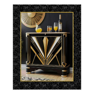 Art Deco Style Cocktail Cabinet Poster. Poster