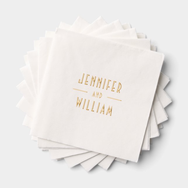 Art Deco Style Couple'S Name Foil Napkins (Insitu (Stacked))