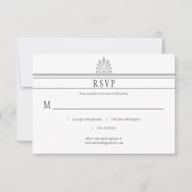 Art Deco Style Dove Grey RSVP | (Front)