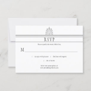 Art Deco Style Dove Grey RSVP   Card