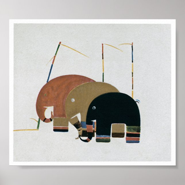 Art Deco Style Elephants Poster (Front)