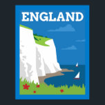 Art Deco Style England Poster<br><div class="desc">This artwork features a simple Art Deco style poster showing the white cliffs of Dover in England..</div>
