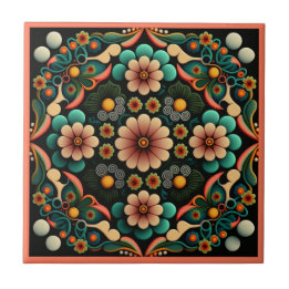 Art deco style flower pattern ceramic tile