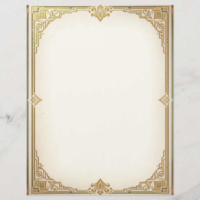 Art Deco Style Frame Stationery Paper Custom Letterhead (Front)