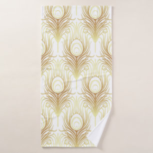 Art deco style geometric seamless pattern in black bath towel