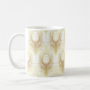 Art deco style geometric seamless pattern in black coffee mug