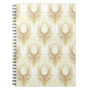 Art deco style geometric seamless pattern in black notebook