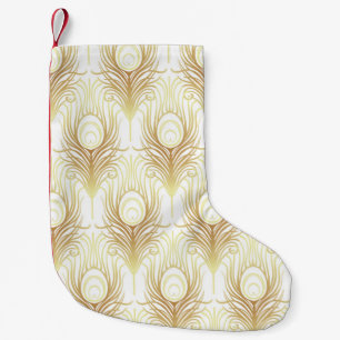 Art deco style geometric seamless pattern in black small christmas stocking