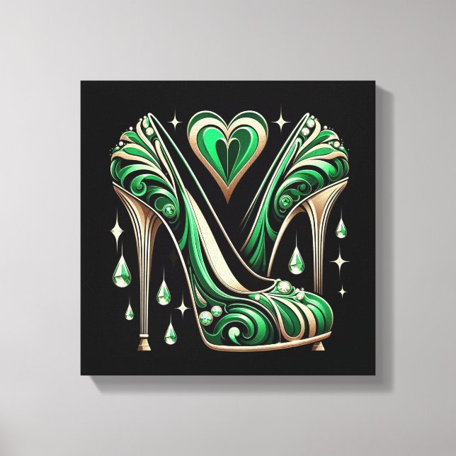 Art Deco Style Green Stilettos Canvas Print (Front)