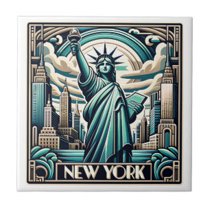 Art Deco style New York illustration Tile