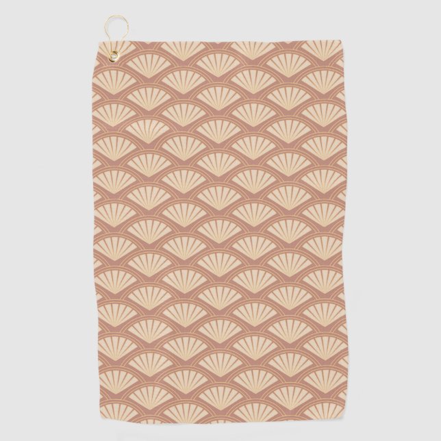 Art Deco style pattern in rose colour Golf Towel (Front)