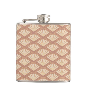 Art Deco style pattern in rose colour Hip Flask