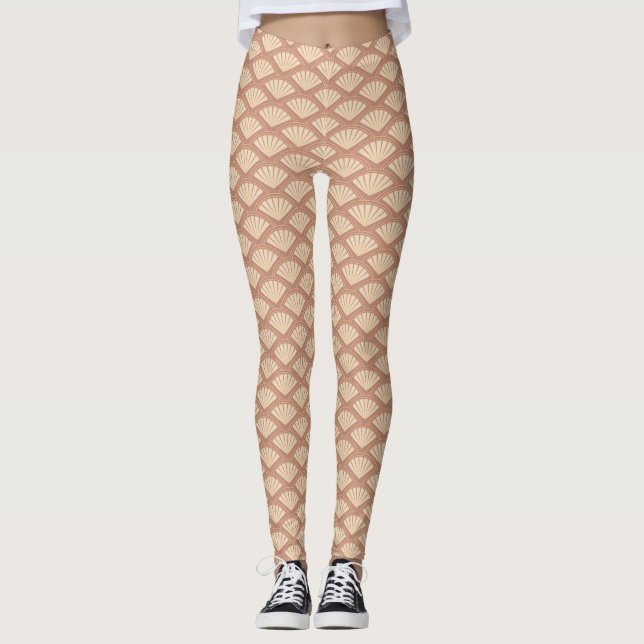 Art Deco style pattern in rose colour  Leggings (Front)