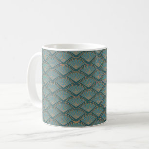 Art Deco style pattern in teal blue colour Coffee Mug