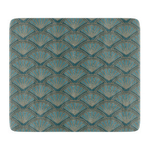Art Deco style pattern in teal blue colour Cutting Board