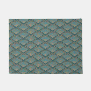 Art Deco style pattern in teal blue colour Doormat