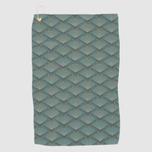 Art Deco style pattern in teal blue colour Golf Towel