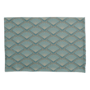 Art Deco style pattern in teal blue colour Pillowcase