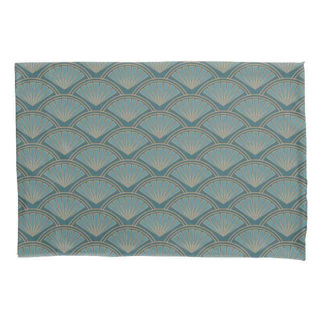 Art Deco style pattern in teal blue colour Pillowcase (Front)