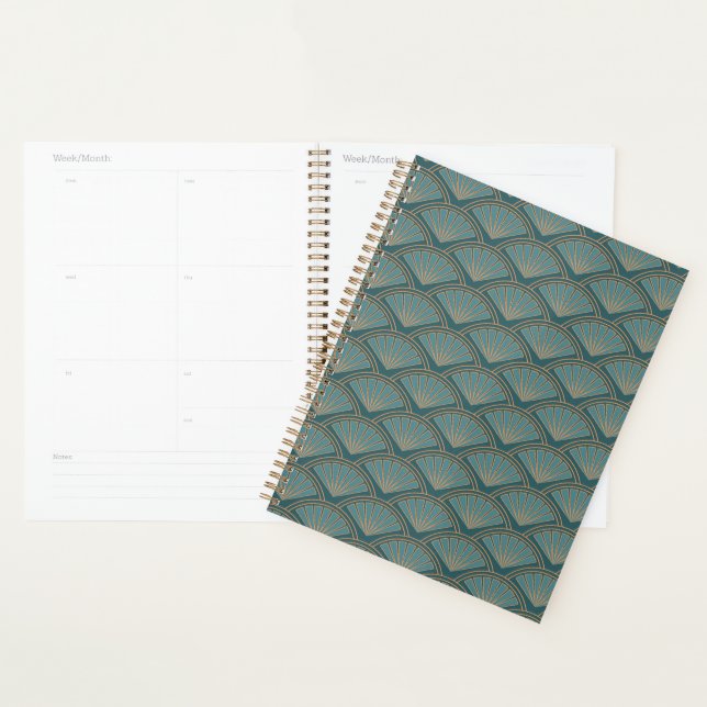 Art Deco style pattern in teal blue colour Planner (Display)
