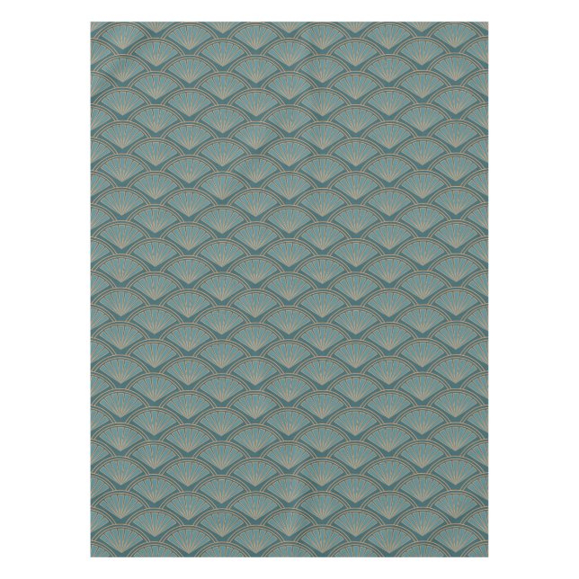 Art Deco style pattern in teal blue colour Tablecloth (Front)