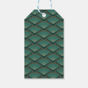Art Deco style pattern in teal green colour Gift Tags