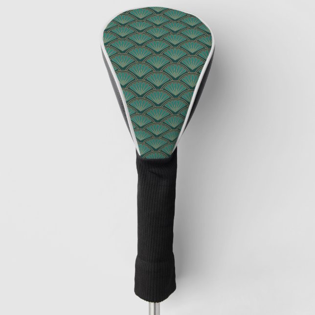 Art Deco style pattern in teal green colour Golf Head Cover (Front)