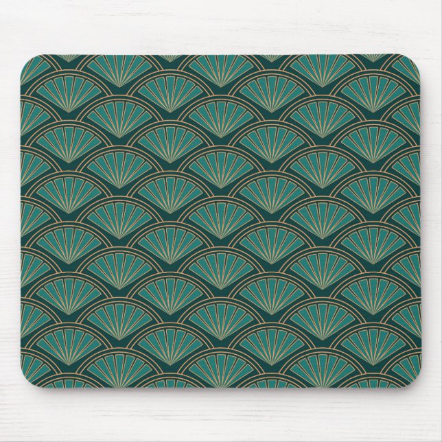 Art Deco style pattern in teal green colour  Mouse Pad (Front)