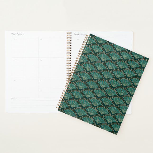Art Deco style pattern in teal green colour Planner (Display)