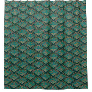 Art Deco style pattern in teal green colour Shower Curtain