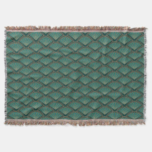 Art Deco style pattern in teal green colour Throw Blanket