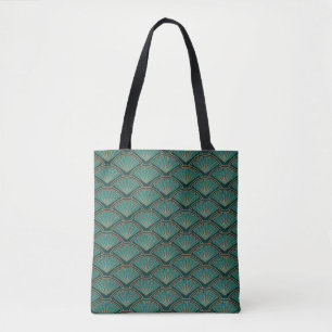 Art Deco style pattern in teal green colour  Tote Bag