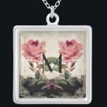 Art Deco Style Peacock Black n Cream Vintage Lace Silver Plated Necklace<br><div class="desc">COLOR PALETTE: black, cream, tan, aqua blue, royal blue, green purple and gold. DESIGN COLLECTION: Beautiful to use for bridesmaid, maid of honour and other wedding party jewellery. This artwork is a mix of brand new watercolors by Audrey Jeanne Roberts and layersof vintage art elements including:Carved etched printer's ornament decorative...</div>