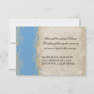 Art Deco Style Peacock Sky Blue Vintage Lace Invitation
