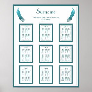 Art Deco Style Peacocks Wedding Seating Chart