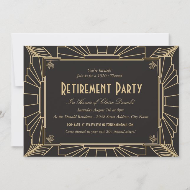 Art Deco Style Retirement Party Invitation (Front)