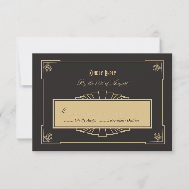Art Deco Style RSVP Card (Front)
