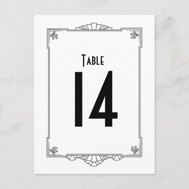 Art Deco Style Table Numbers Postcard (Front)