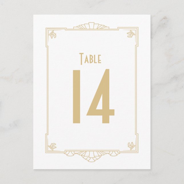 Art Deco Style Table Numbers Postcard (Front)