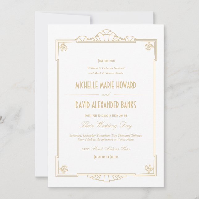 Art Deco Style Wedding Invitation (Front)