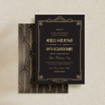 Art Deco Style Wedding Invitation<br><div class="desc">Step back into the glamour of the Roaring Twenties with this Art Deco wedding invitation, a perfect choice for couples seeking a bold and vintage-inspired design. Featuring luxurious gold geometric accents and ornate typography on a sleek black background, this invitation captures the opulence and sophistication of the Gatsby era. The...</div>