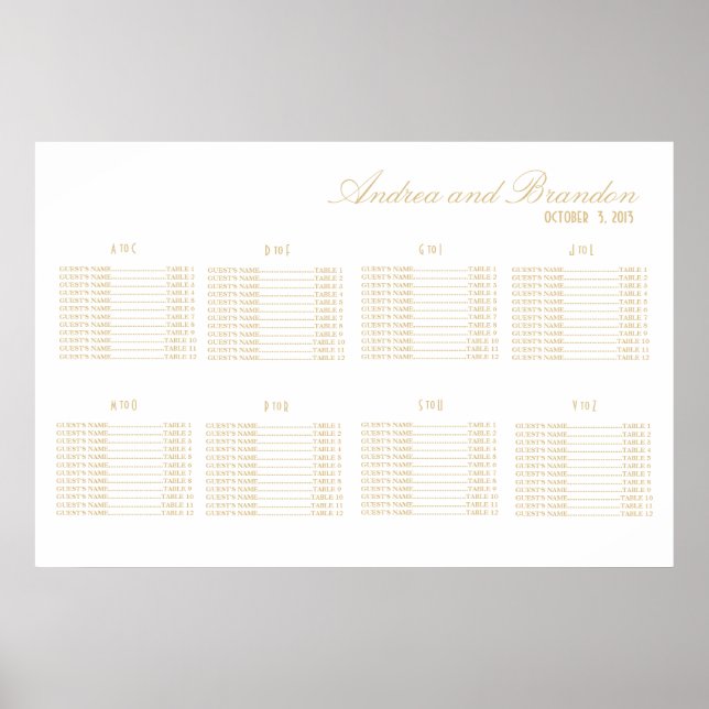 Art Deco Style Wedding Seating Chart (Front)