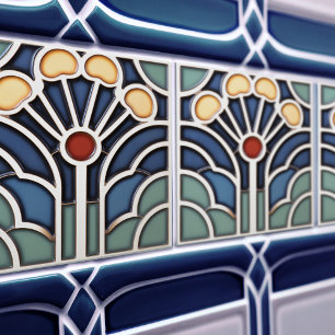 Art Deco Stylised Sunburst Tree Tile