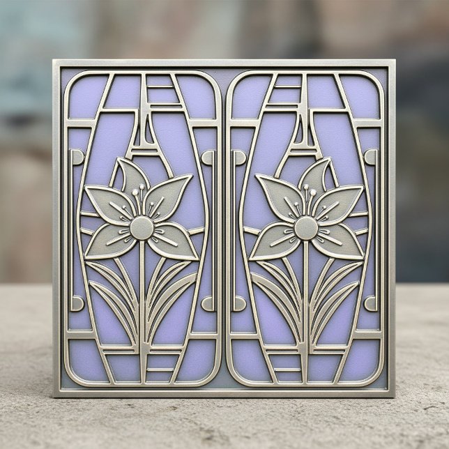 Art Deco Stylized Lily Floral #10 Violet ID1196 Tile (Creator Uploaded)