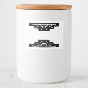 Art deco sun element in black food label
