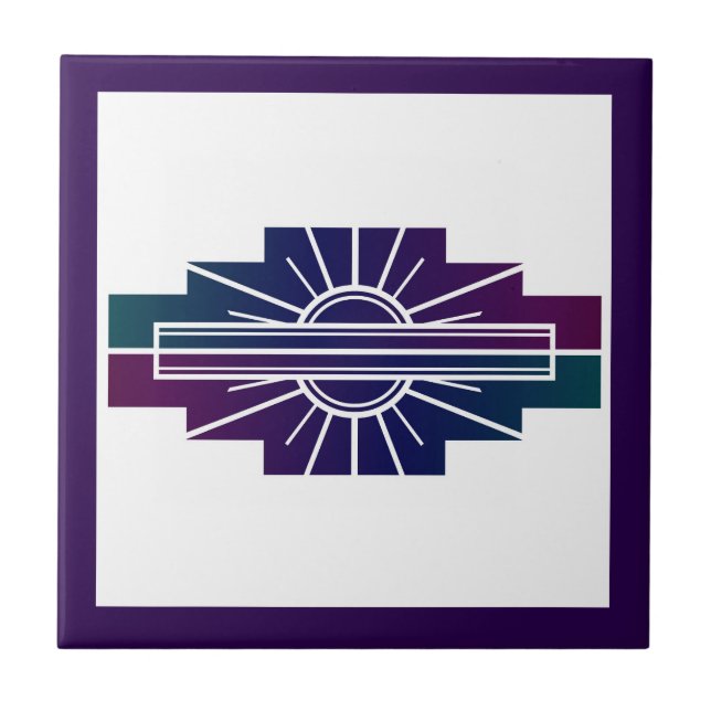 Art deco sun element in dark colors tile (Front)