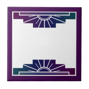Art deco sun element in dark colors tile