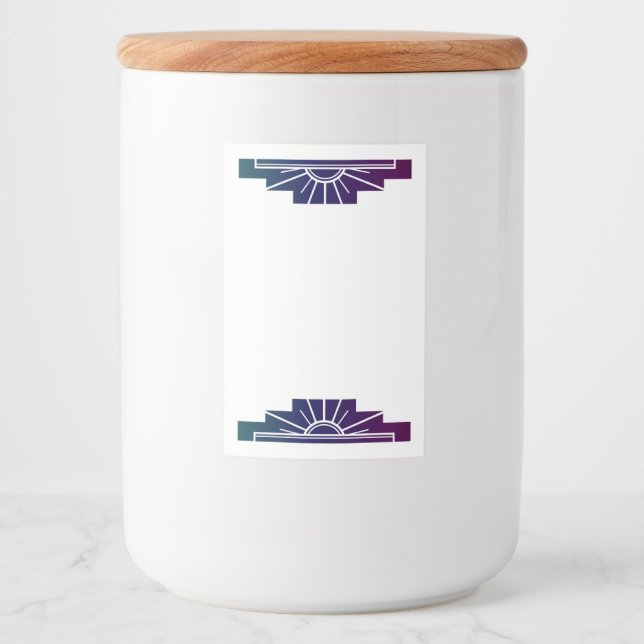 Art deco sun element in dark rainbow food label (Front)