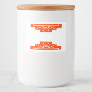 Art deco sun element in deep orange food label